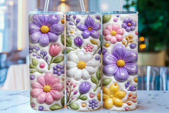 Download Inflated Pastel Floral Tumbler Wrap PNG - Floral tumbler wrap Collection