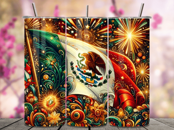 Download Mexico Flag Firework Floral Tumbler Wrap - Floral tumbler wrap Collection